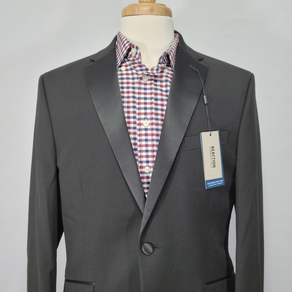 Kenneth Cole Reaction Men's Sport Coat Blazer‎ Two Button Black Stretch 40L NEW - Picture 6 of 13
